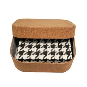 Black and White Houndstooth Slide Open Box  And Cork Keepsake Box